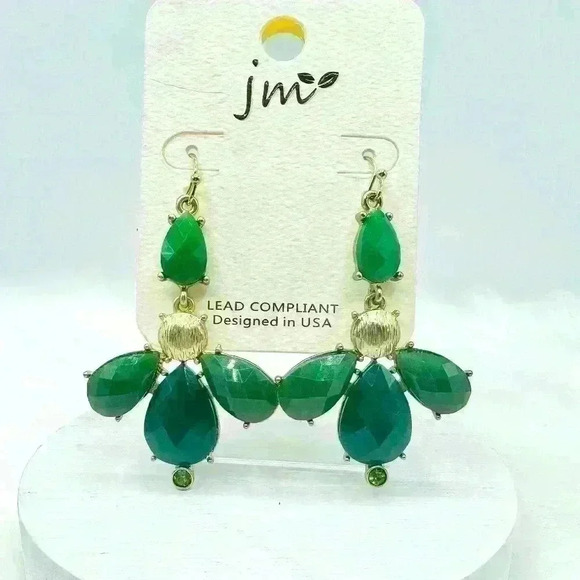 Green Statement Earrings 201 - Picture 1 of 3